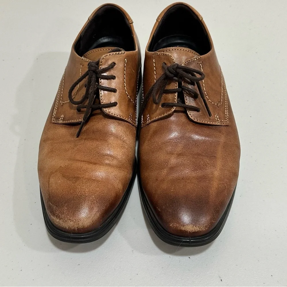 Ecco Mens Melbourne Lace Tie Casual Dress‎ Oxfords 621634 Amber Brown Size 9
